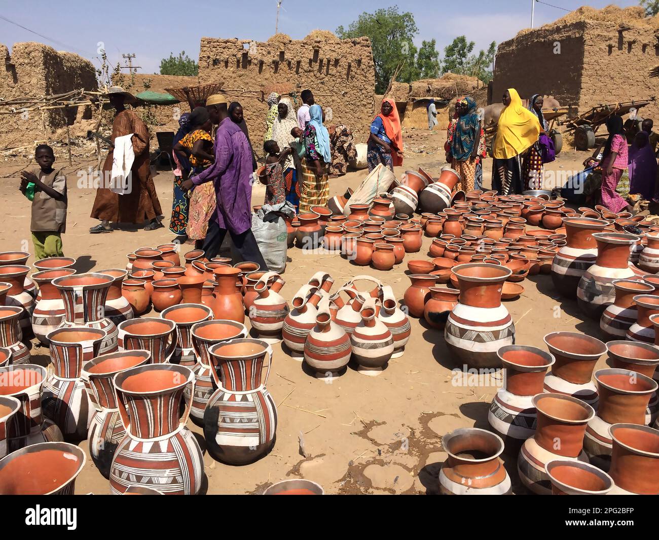Colorful traditional pottery in a craft market, Nigeria Stock Photo Alamy