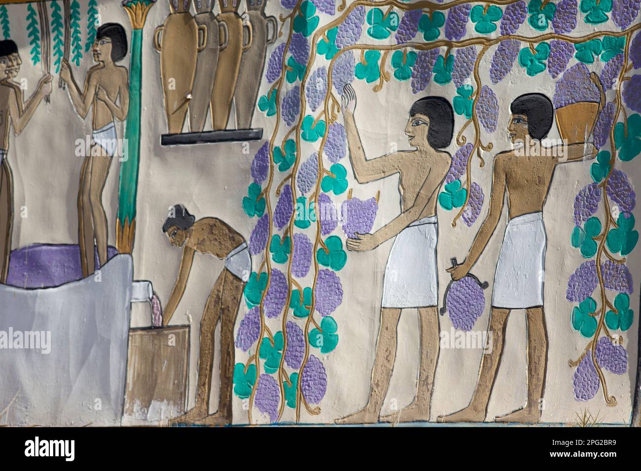 Egypt, Cairo, the Pharaonic Village on the Nile, wall painting