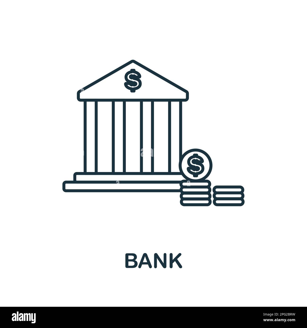 Bank line icon. Monochrome simple Bank outline icon for templates