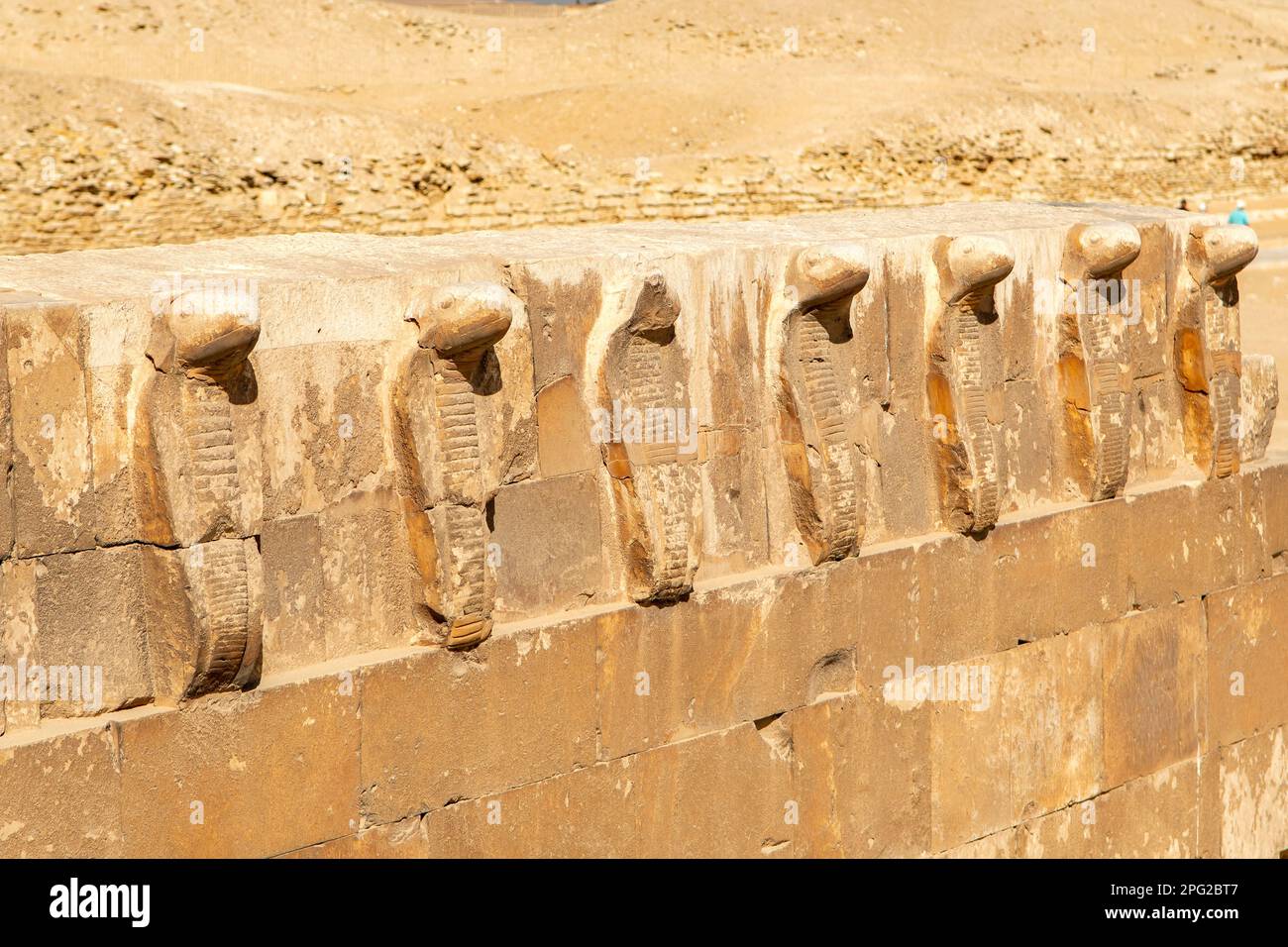 Symbolic Cobras at Step Pyramid of Djoser, Sakkara, Egypt Stock Photo