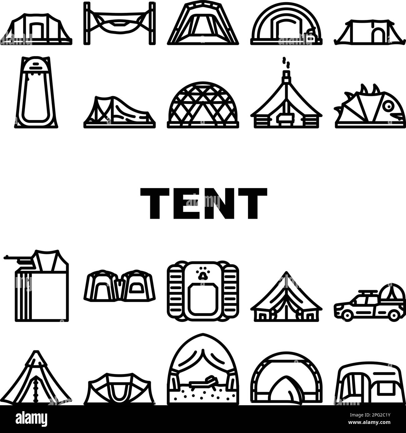tent equipment tourism icons set vector Stock Vector Image & Art - Alamy