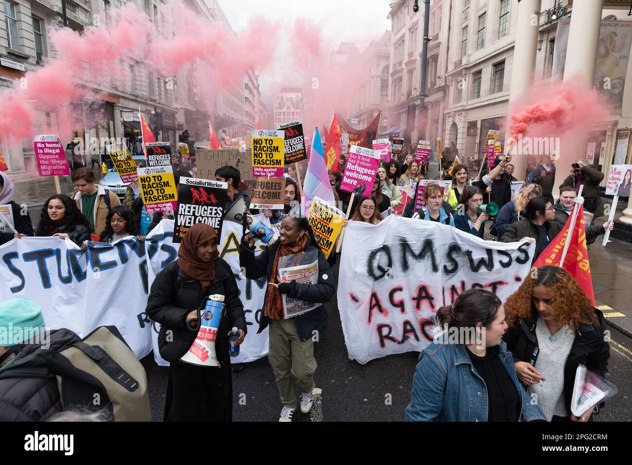 Annual march marking UN Anti-racism Day, from BBC HQ in Portland Place to a rally in Whitehall. Stock Photo