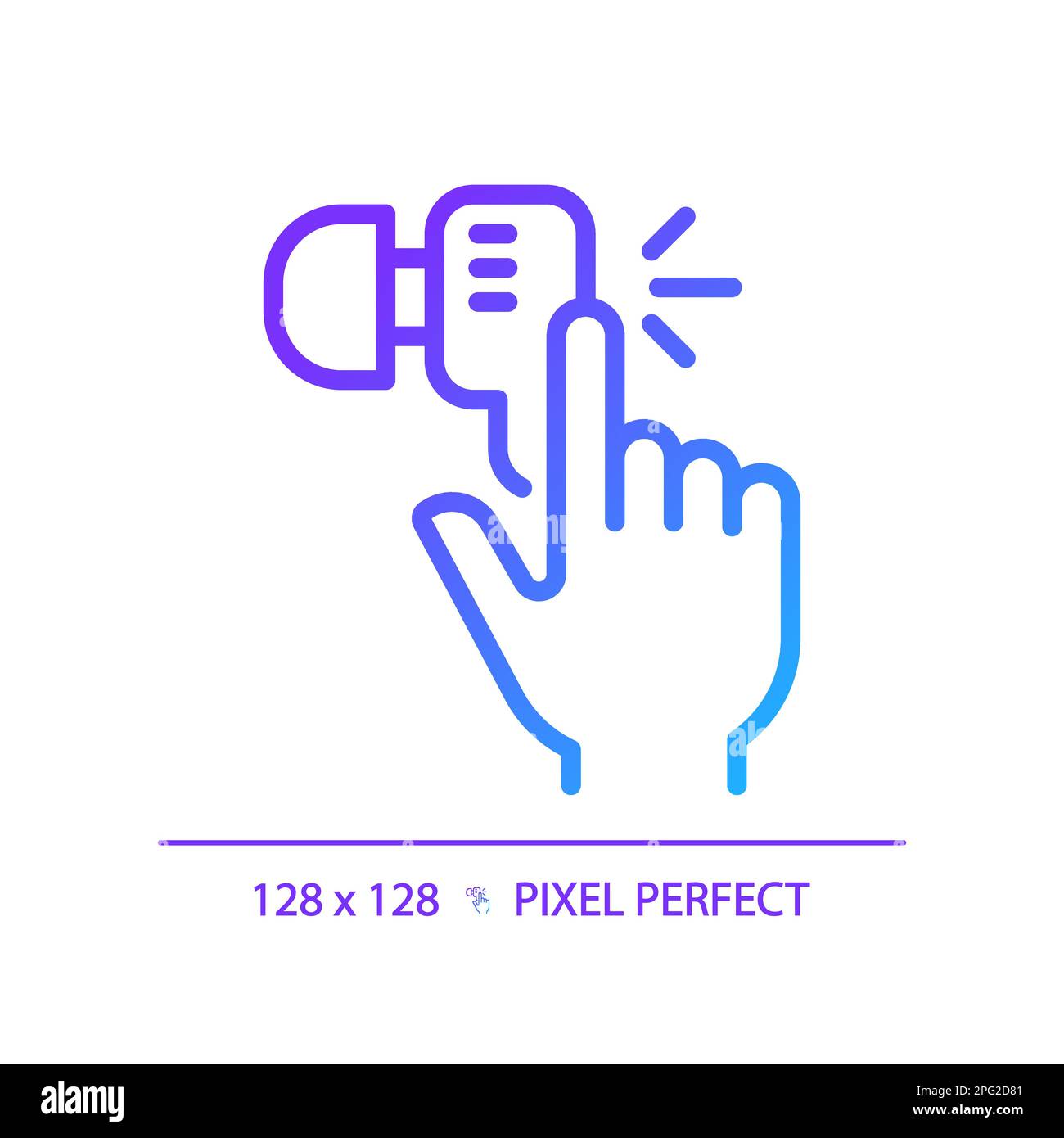 Hand with earphone pixel perfect gradient linear vector icon Stock Vector