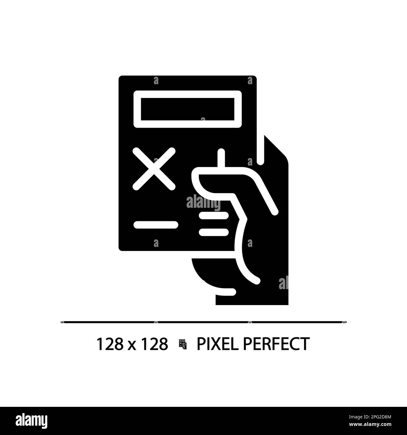 Hand with calculator pixel perfect black glyph icon Stock Vector Image ...