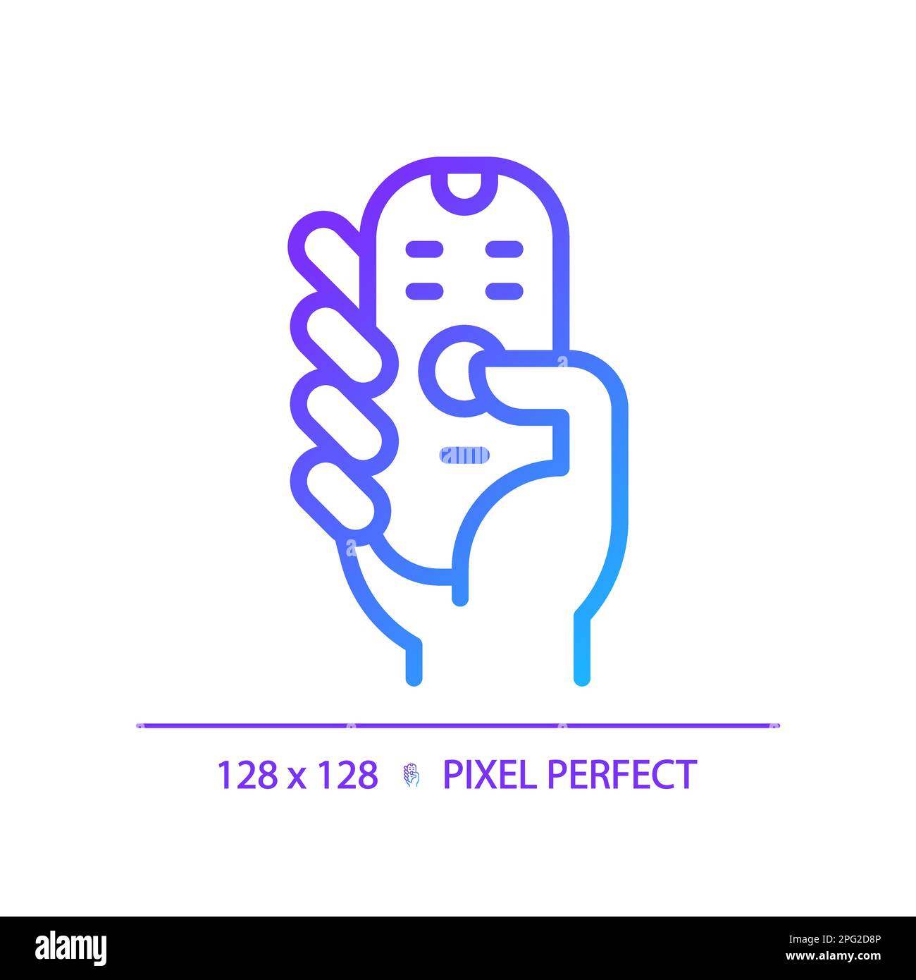 Hand with remote control pixel perfect gradient linear vector icon Stock Vector