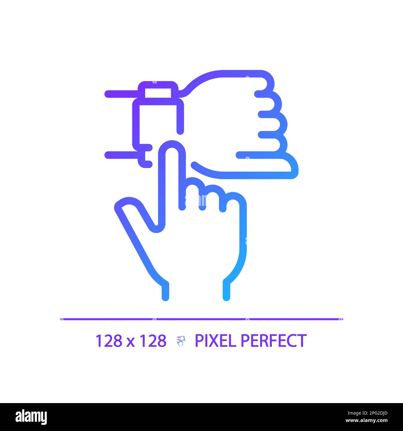 Hand with smart watch pixel perfect gradient linear vector icon Stock ...