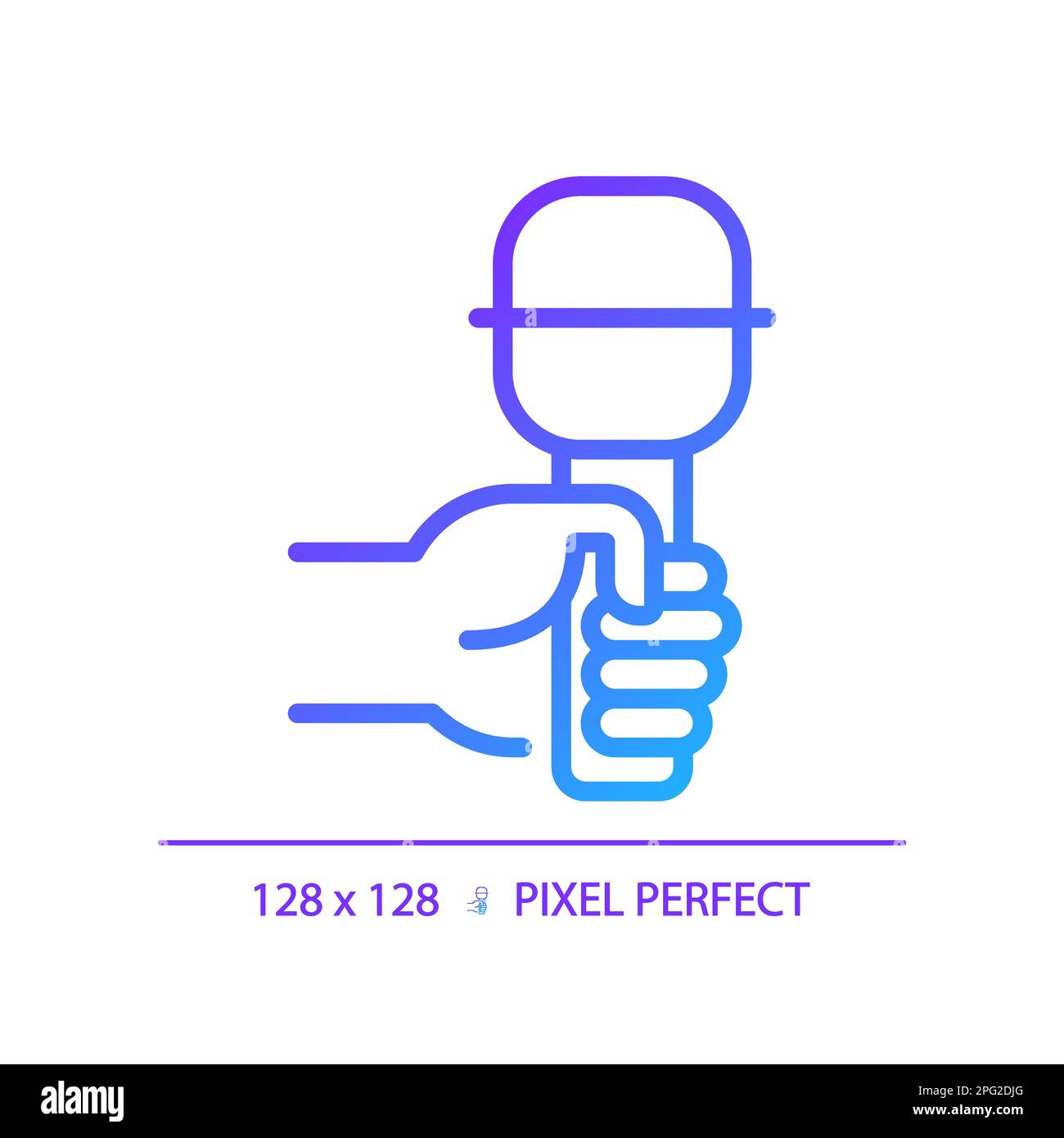 Hand with microphone pixel perfect gradient linear vector icon Stock Vector