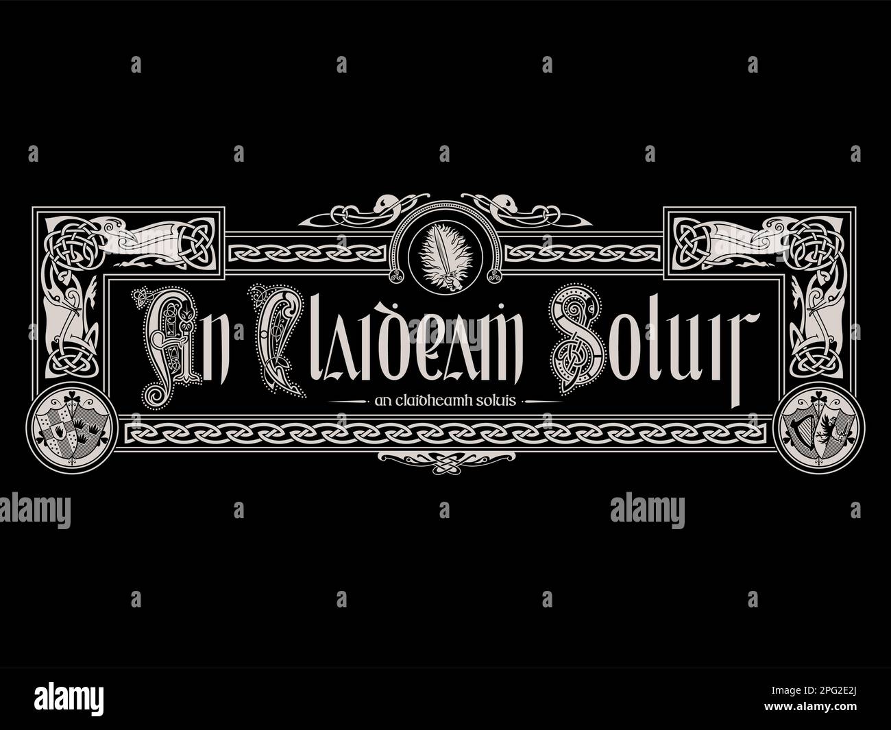 Irish design in vintage, retro style. Frame in the Celtic style with