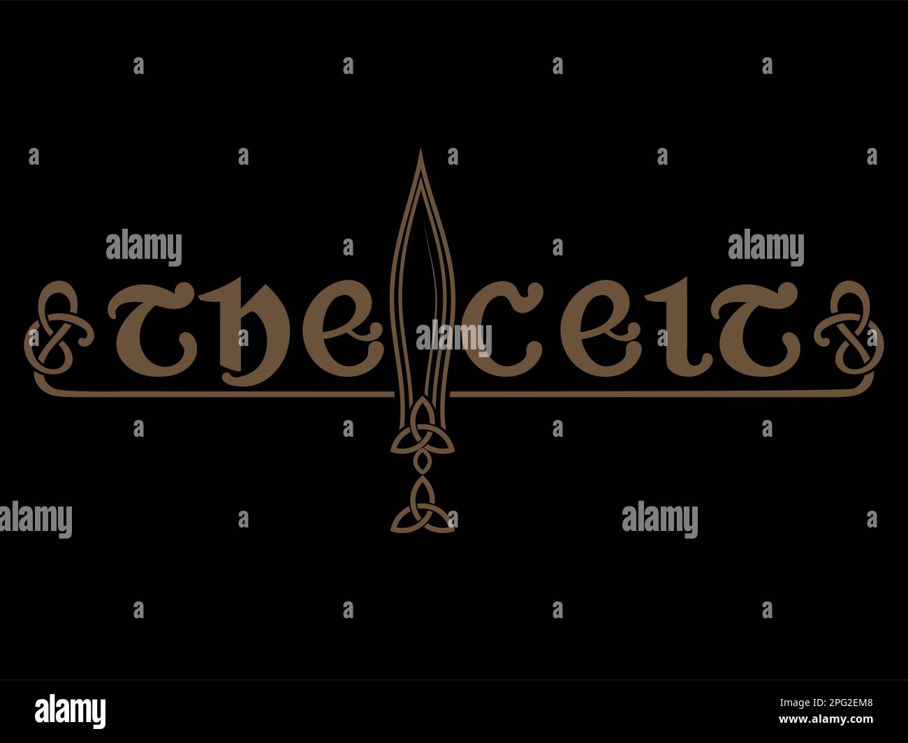 Vintage retro illustration. Lettering in Gothic font, Viking sword and