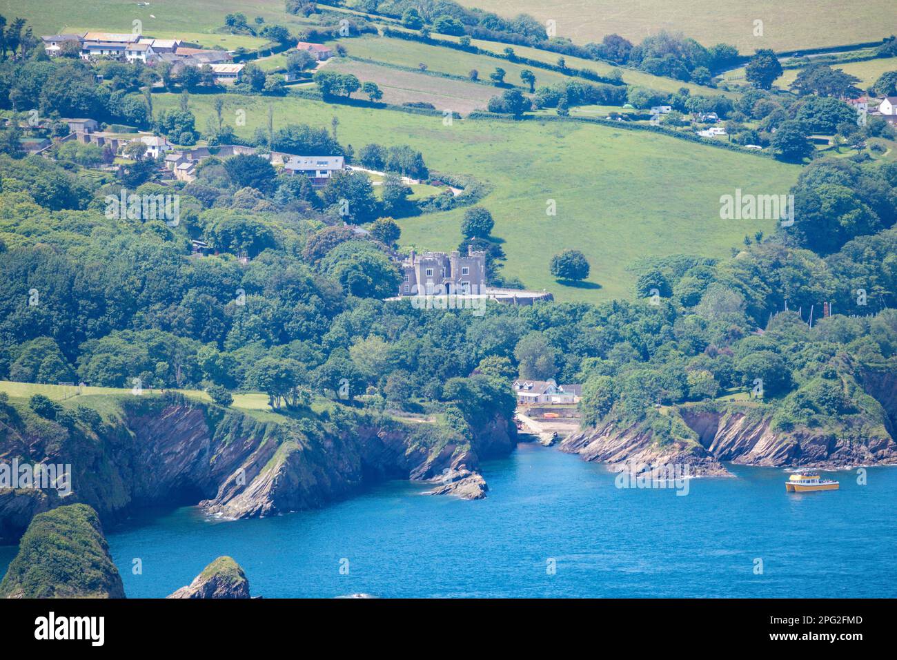 Aerial view of Watermouth Castle, Combe Martin, North Devon