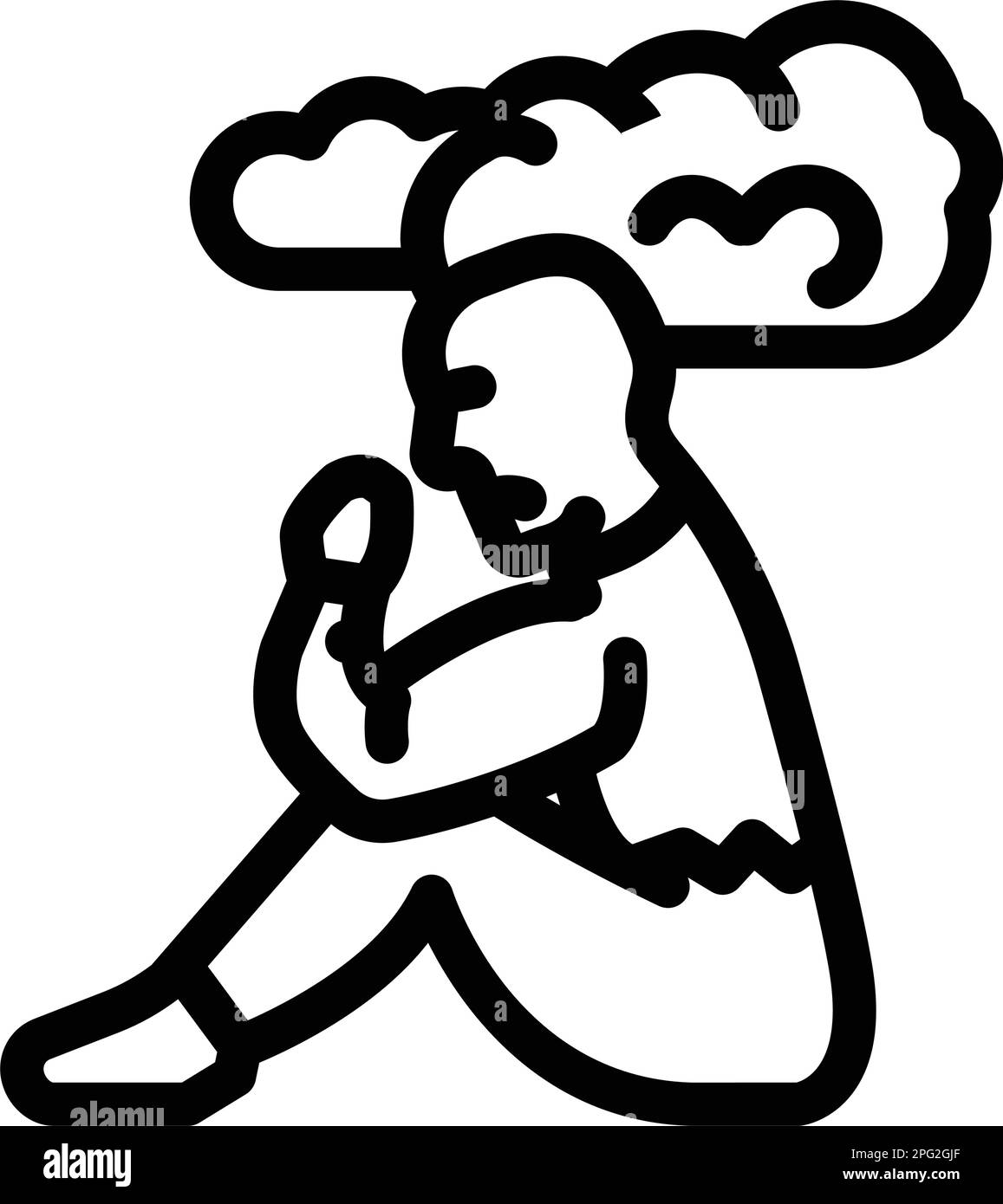 sad person stress headache line icon vector illustration Stock Vector ...