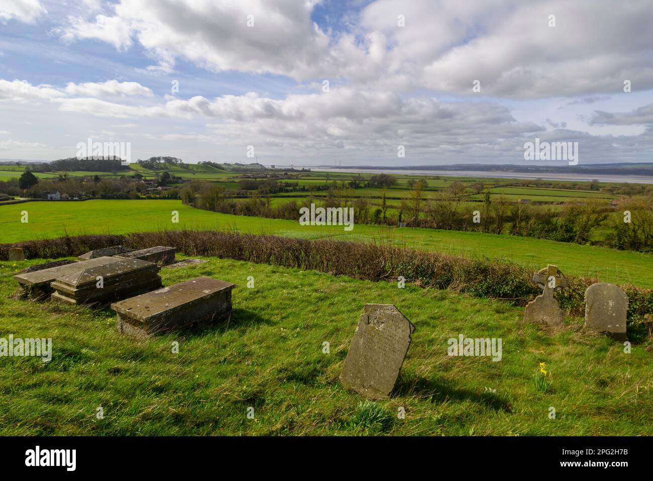 View of the surrounding landscape and Severn Estuary from St Arilda