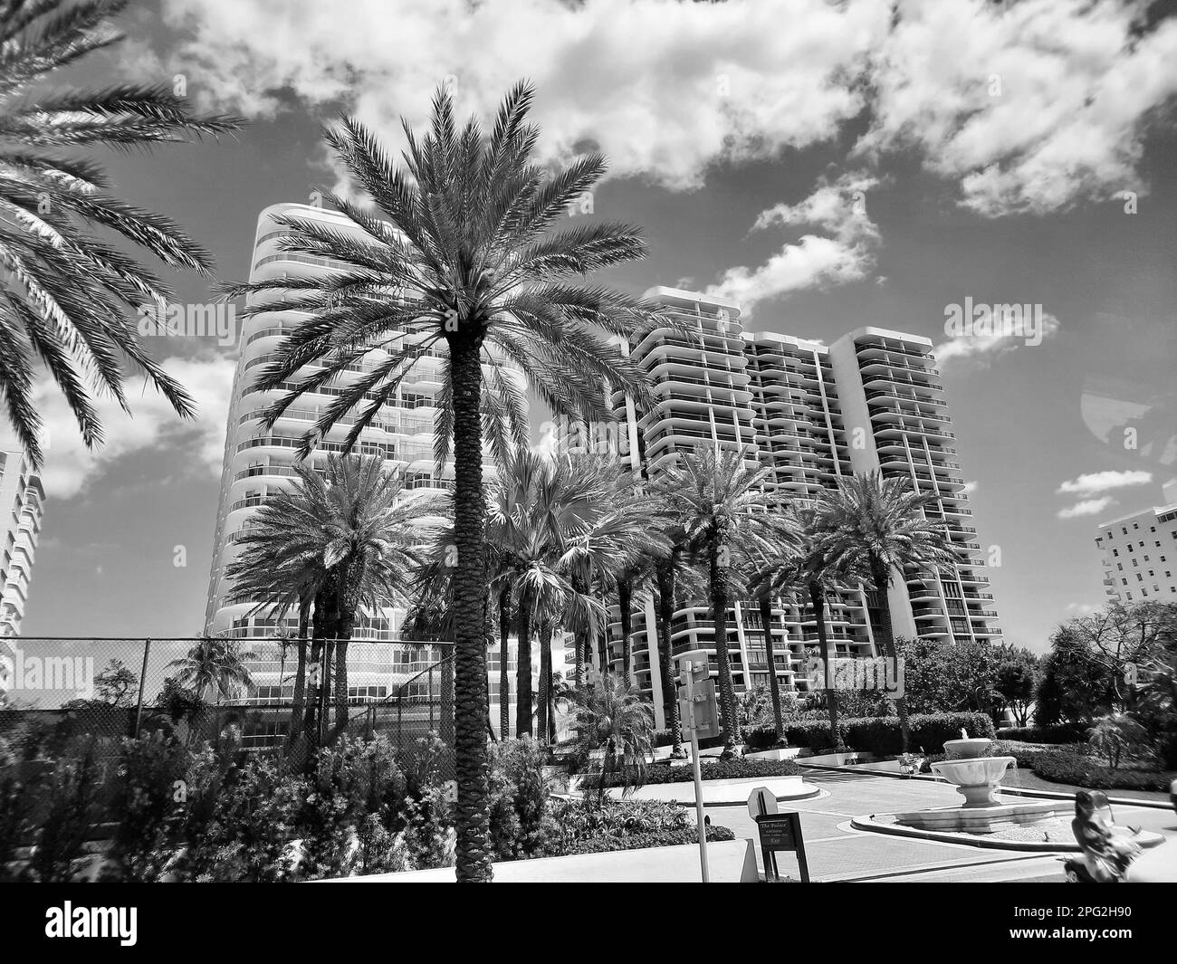 Sunny Isles, USA March 22, 2021 tropical resort city skyline on