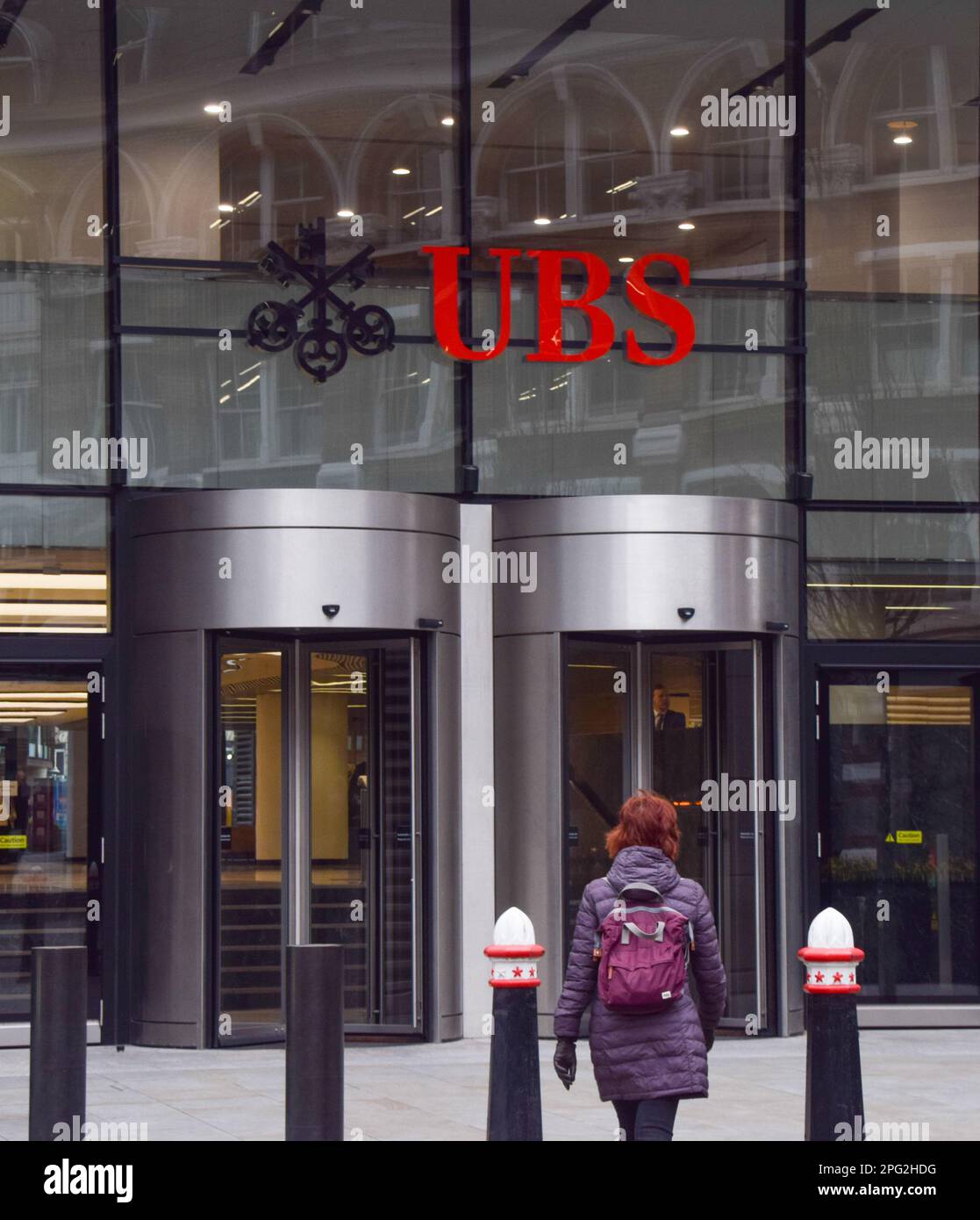 London, England, UK. 20th Mar, 2023. General view of UBS UK offices in