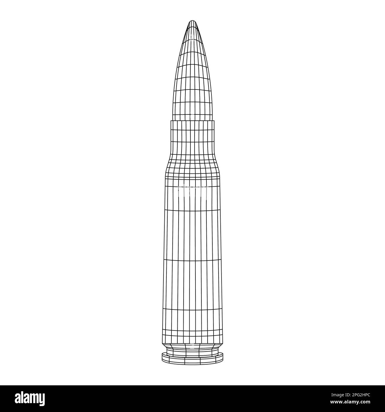 Gun bullet vector isolated illustration. 7,62 mm. bullet wireframe Stock Vector Image & Art Alamy