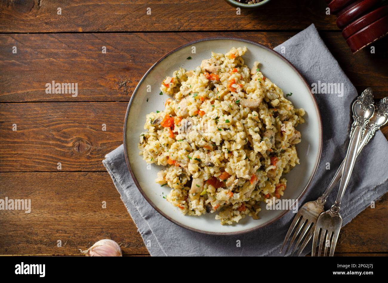 Rice with Mushrooms, Chicken, and Vegetables, Risotto, Comfort Food