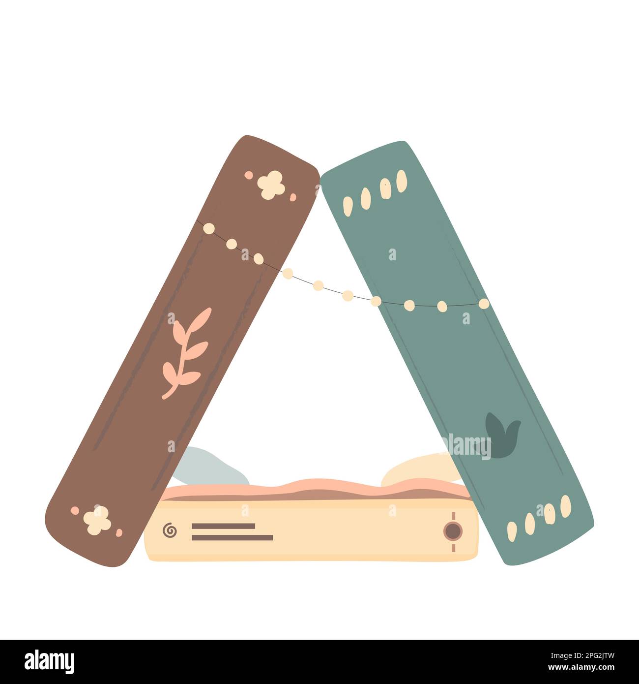 Book shelter and another world concept. Book lovers themed illustration