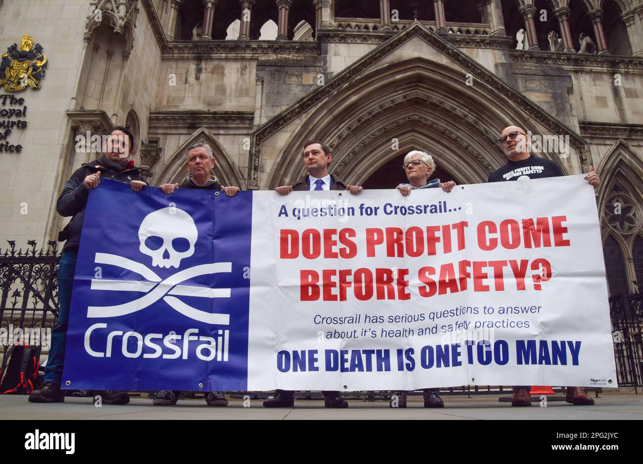 London, UK. 20th March 2023. Daniel Collins (centre) stands outside the