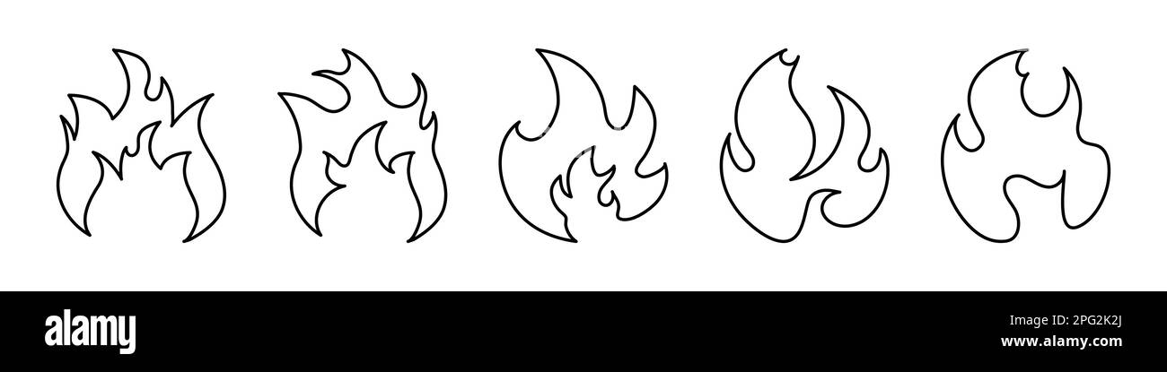 Fire flames. Fire icon set. Fire symbols. Vector illustration. Stock Vector