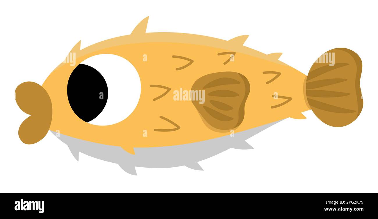Vector blowfish icon. Under the sea illustration with cute funny