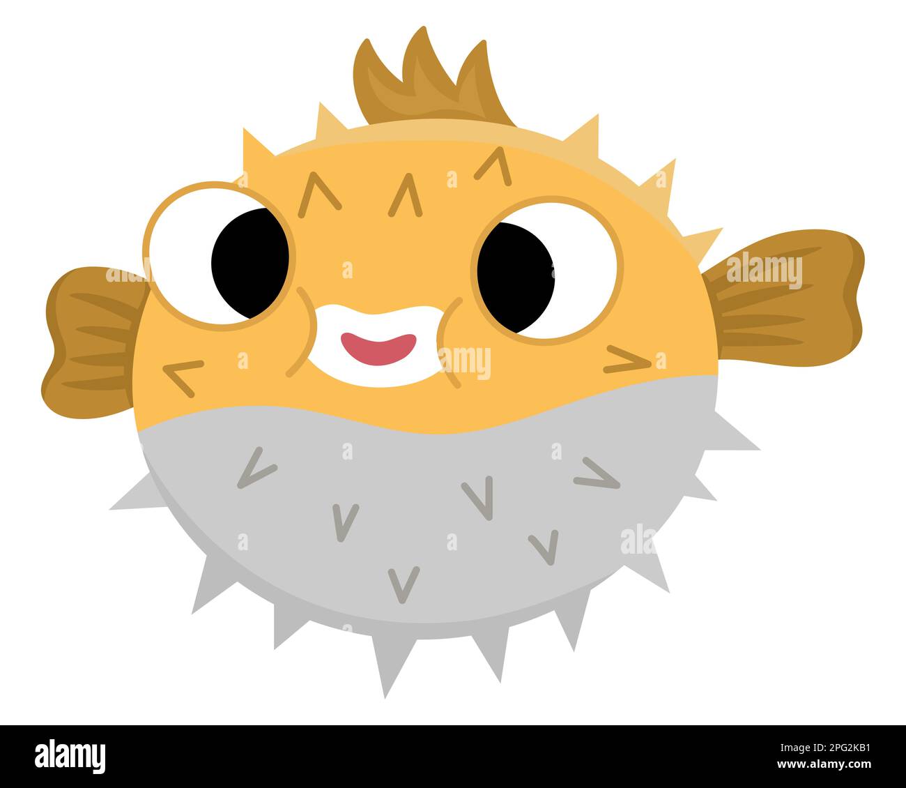 Vector blowfish icon. Under the sea illustration with cute funny