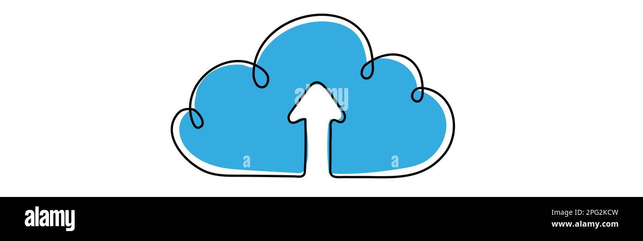 Upload sign. One continuous line vector illustration Stock Vector Image ...