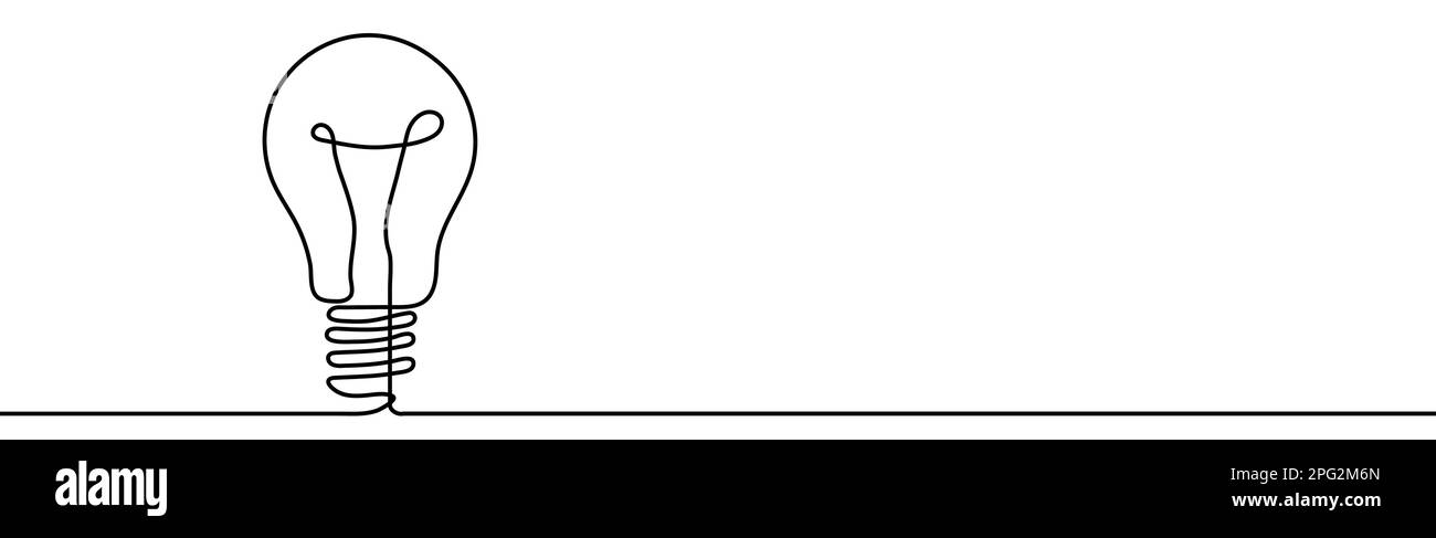 Continuous one line drawing of electric light bulb. Concept of idea ...