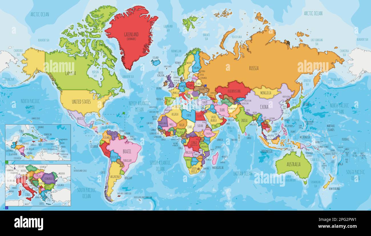 Detailed world map hi-res stock photography and images - Alamy