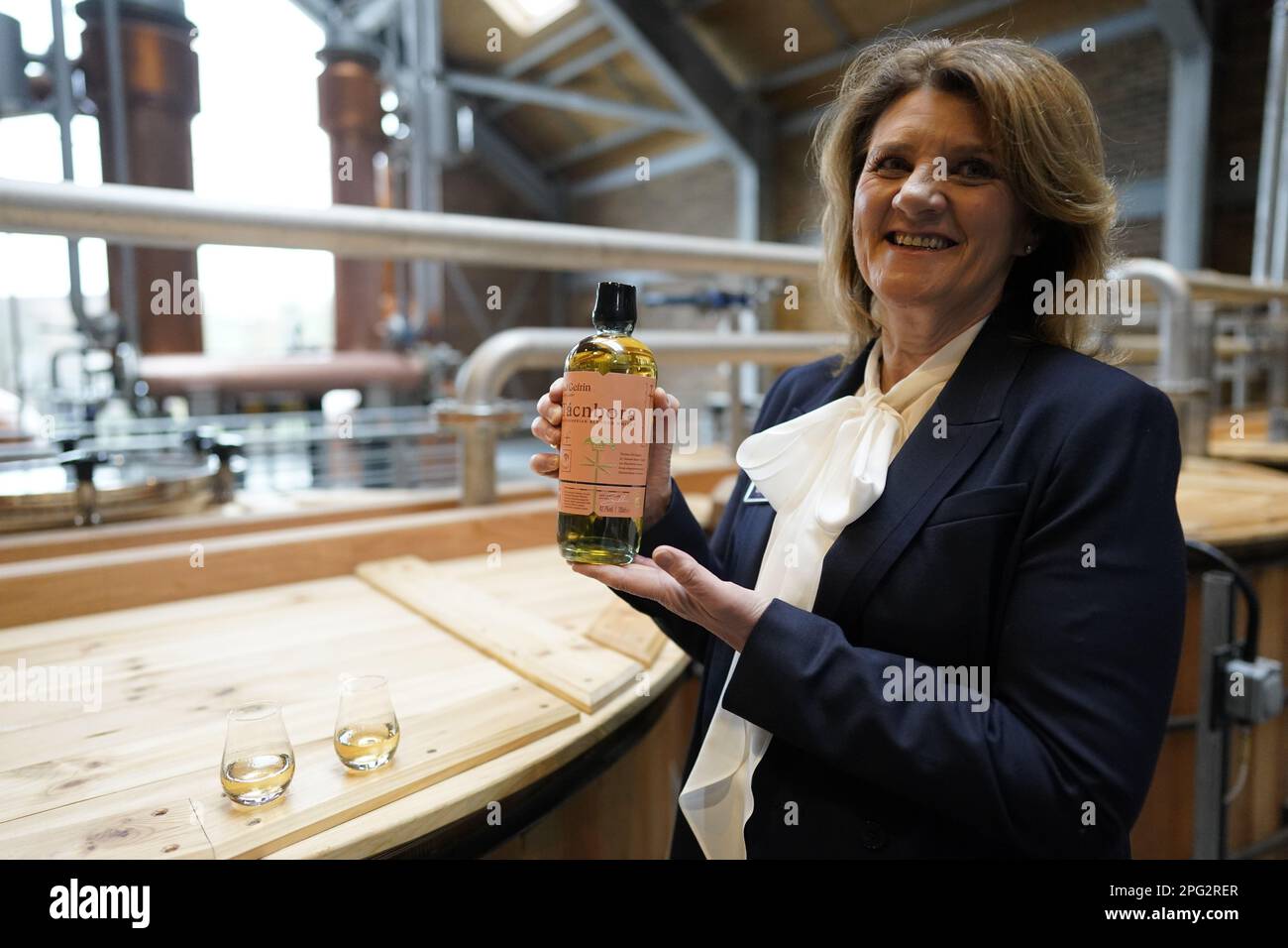 Eileen Ferguson, the cofounder, at the new £16m whisky distillery and