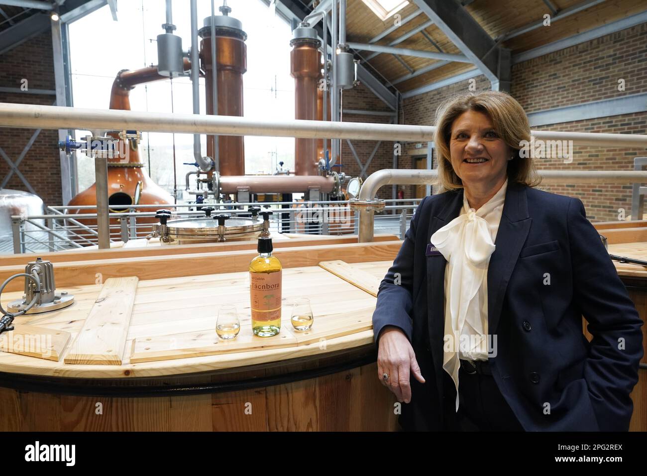 Eileen Ferguson, the cofounder, at the new £16m whisky distillery and