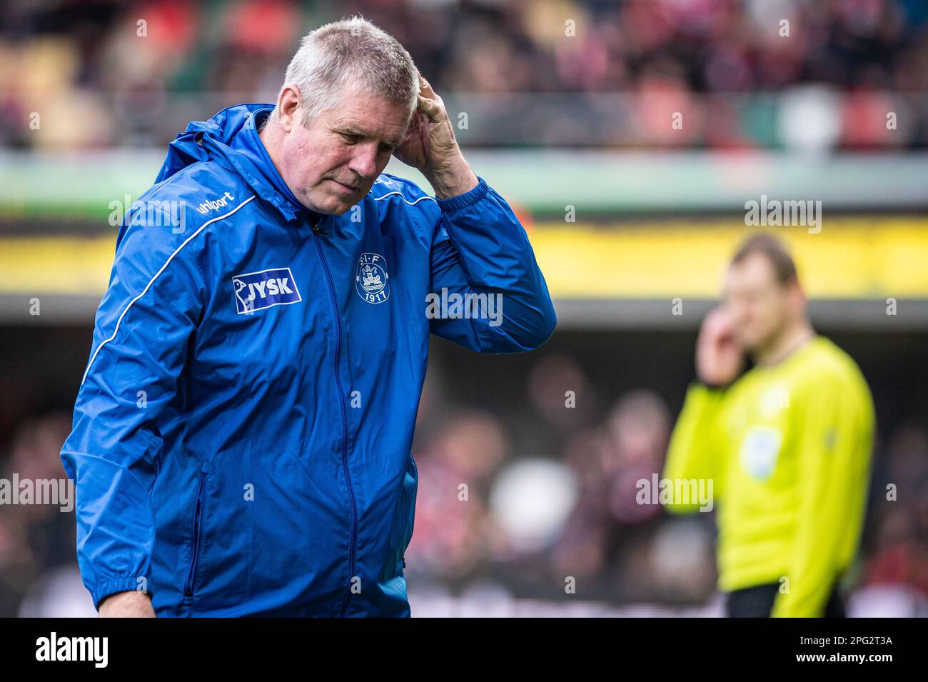 Silkeborg, Denmark. 19th Mar, 2023. Head coach Kent Nielsen of Silkeborg IF seen during the 3F Superliga match between Silkeborg IF and FC Midtjylland at Jysk Park in Silkeborg. (Photo Credit: Gonzales Photo/Alamy Live News Stock Photo