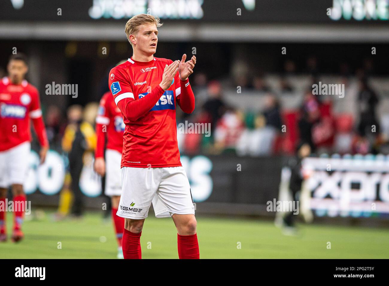 Silkeborg, Denmark. 19th Mar, 2023. Pelle Mattsson of Silkeborg IF seen after the 3F Superliga match between Silkeborg IF and FC Midtjylland at Jysk Park in Silkeborg. (Photo Credit: Gonzales Photo/Alamy Live News Stock Photo
