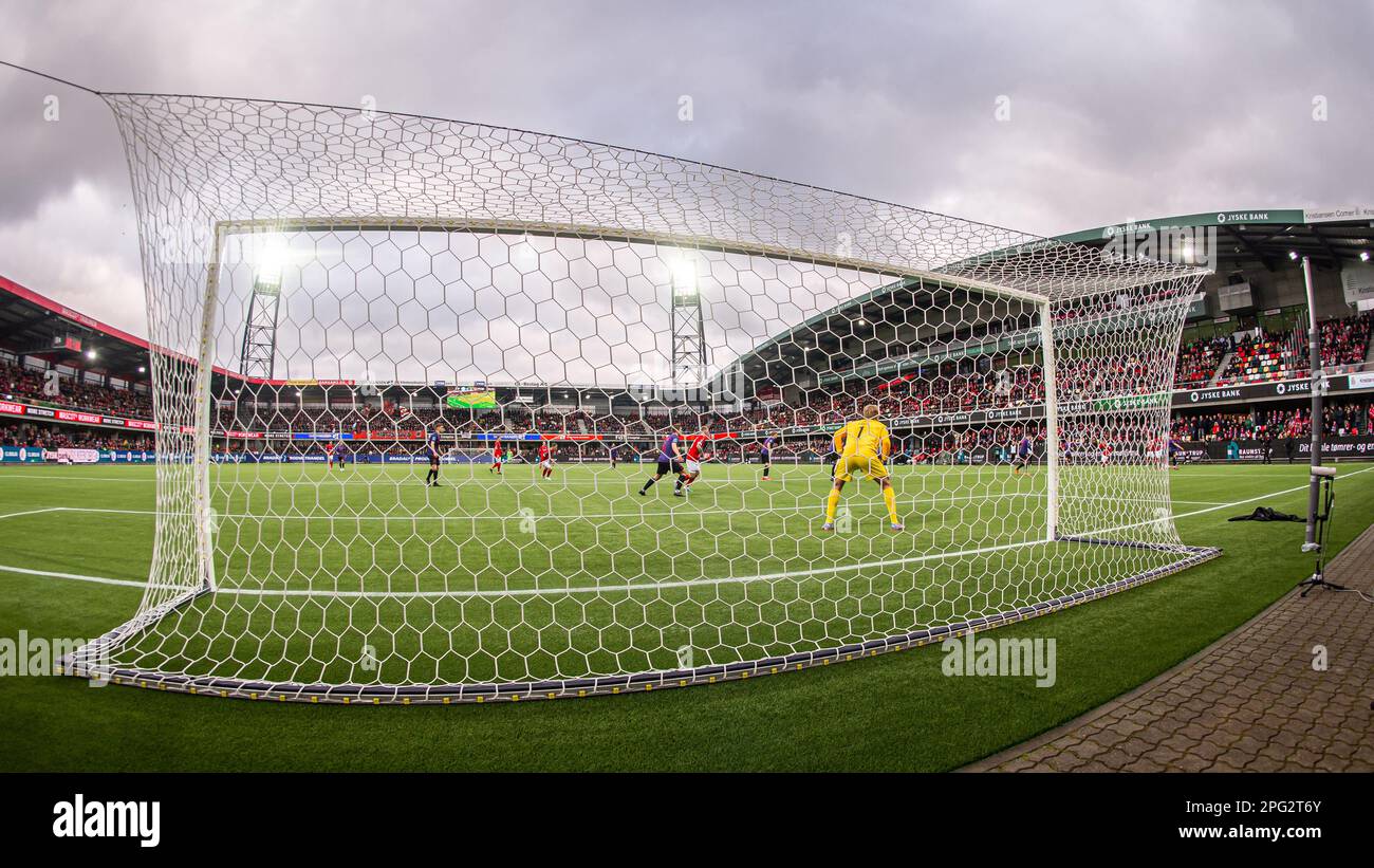 Silkeborg, Denmark. 19th Mar, 2023. The Jysk Park stadium seen during the 3F Superliga match between Silkeborg IF and FC Midtjylland in Silkeborg. (Photo Credit: Gonzales Photo/Alamy Live News Stock Photo