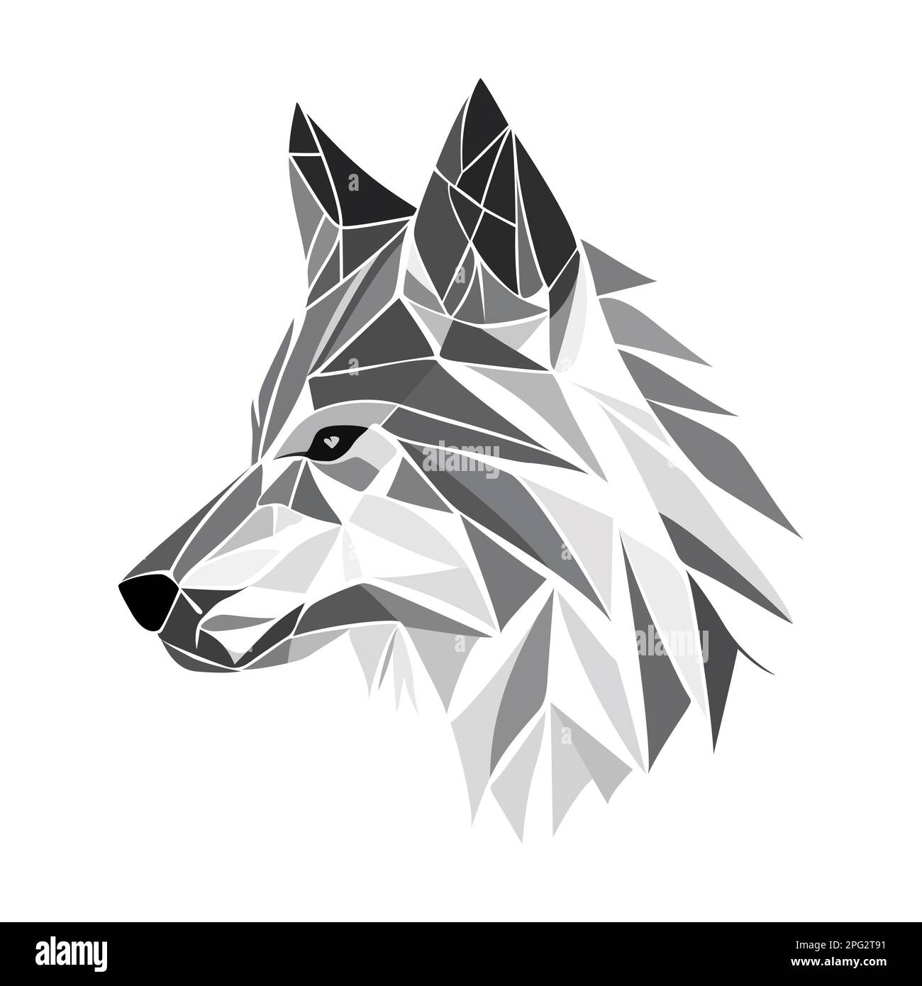 Wolf logo design. Abstract black polygon wolf head. Calm wolf face
