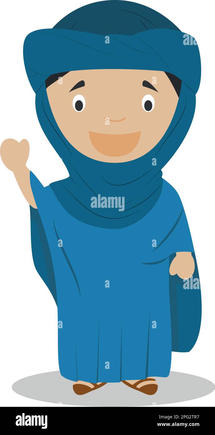 Tuareg cartoon character. Vector Illustration. Kids History Collection. Stock Vector