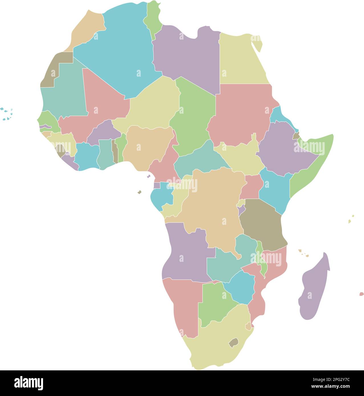 Political blank Africa Map vector illustration isolated on white background. Editable and clearly labeled layers. Stock Vector