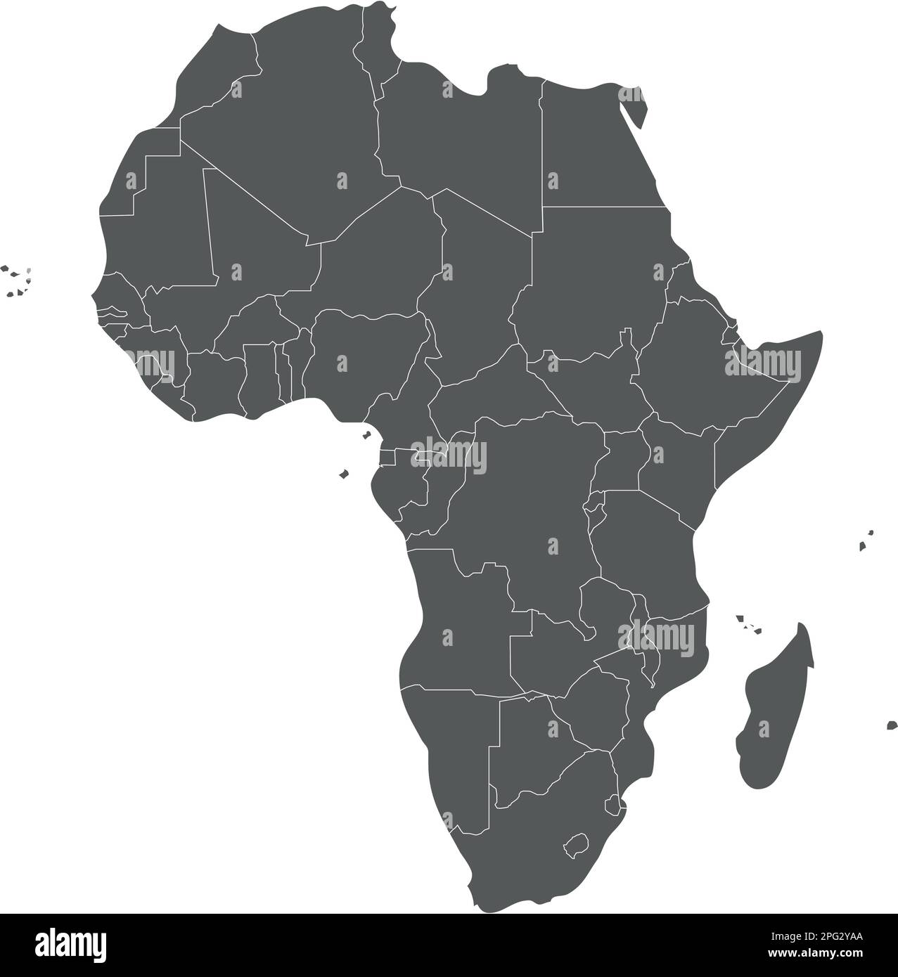 Political blank Africa Map vector illustration isolated on white background. Editable and clearly labeled layers. Stock Vector