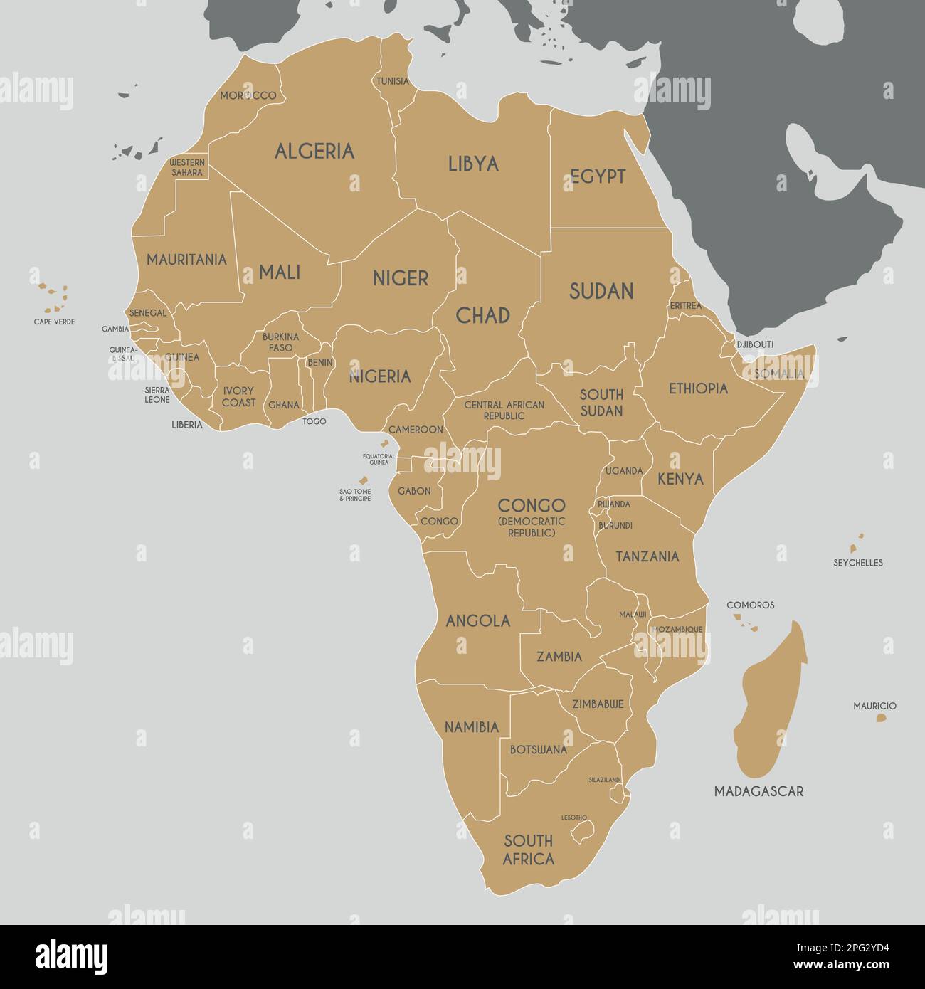 Political Africa Map vector illustration. Editable and clearly labeled layers. Stock Vector