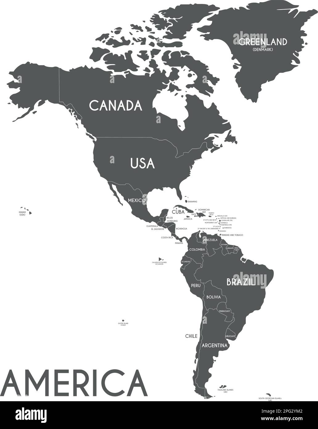 Political America Map vector illustration isolated on white background. Editable and clearly