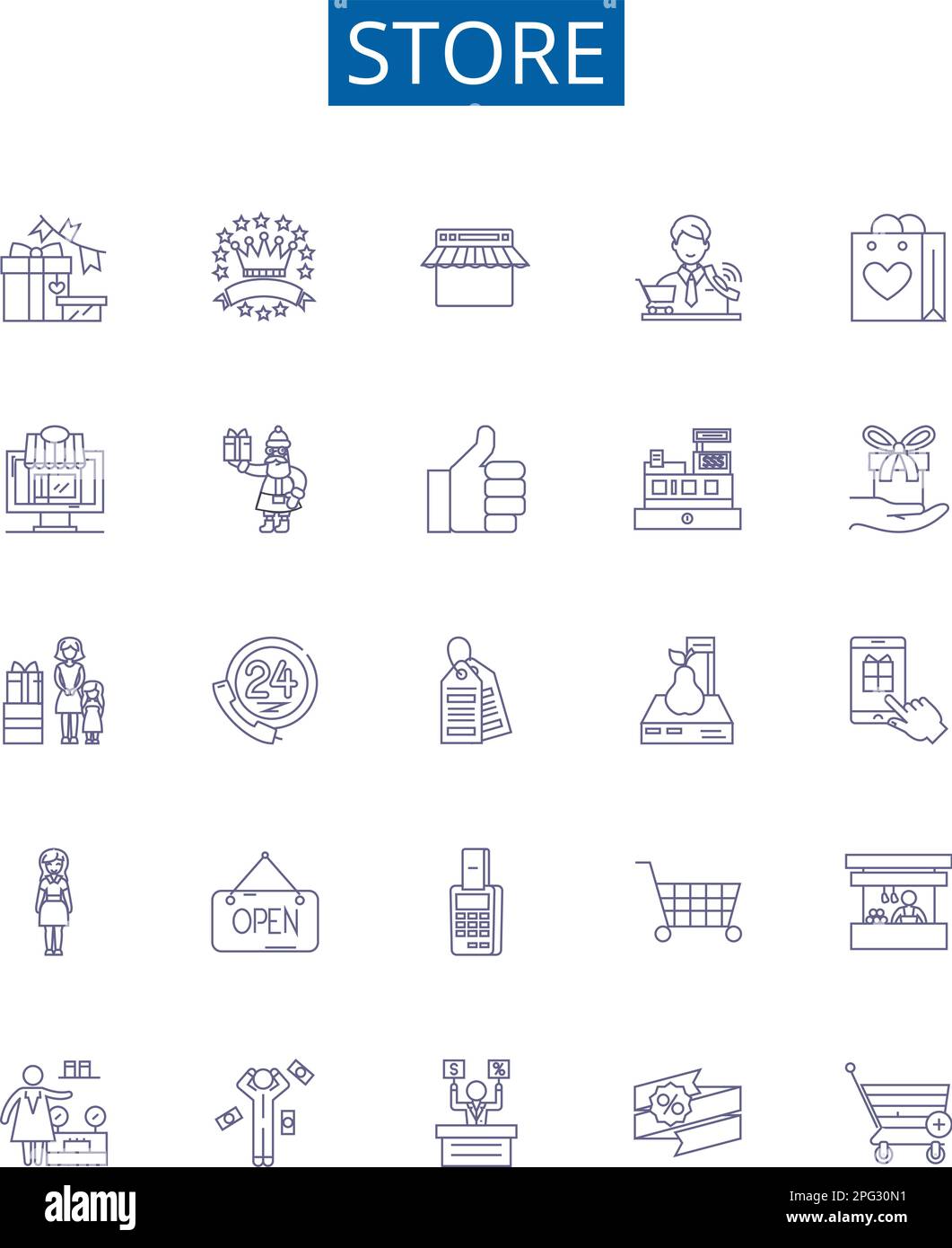 Store line icons signs set. Design collection of Shop, Market