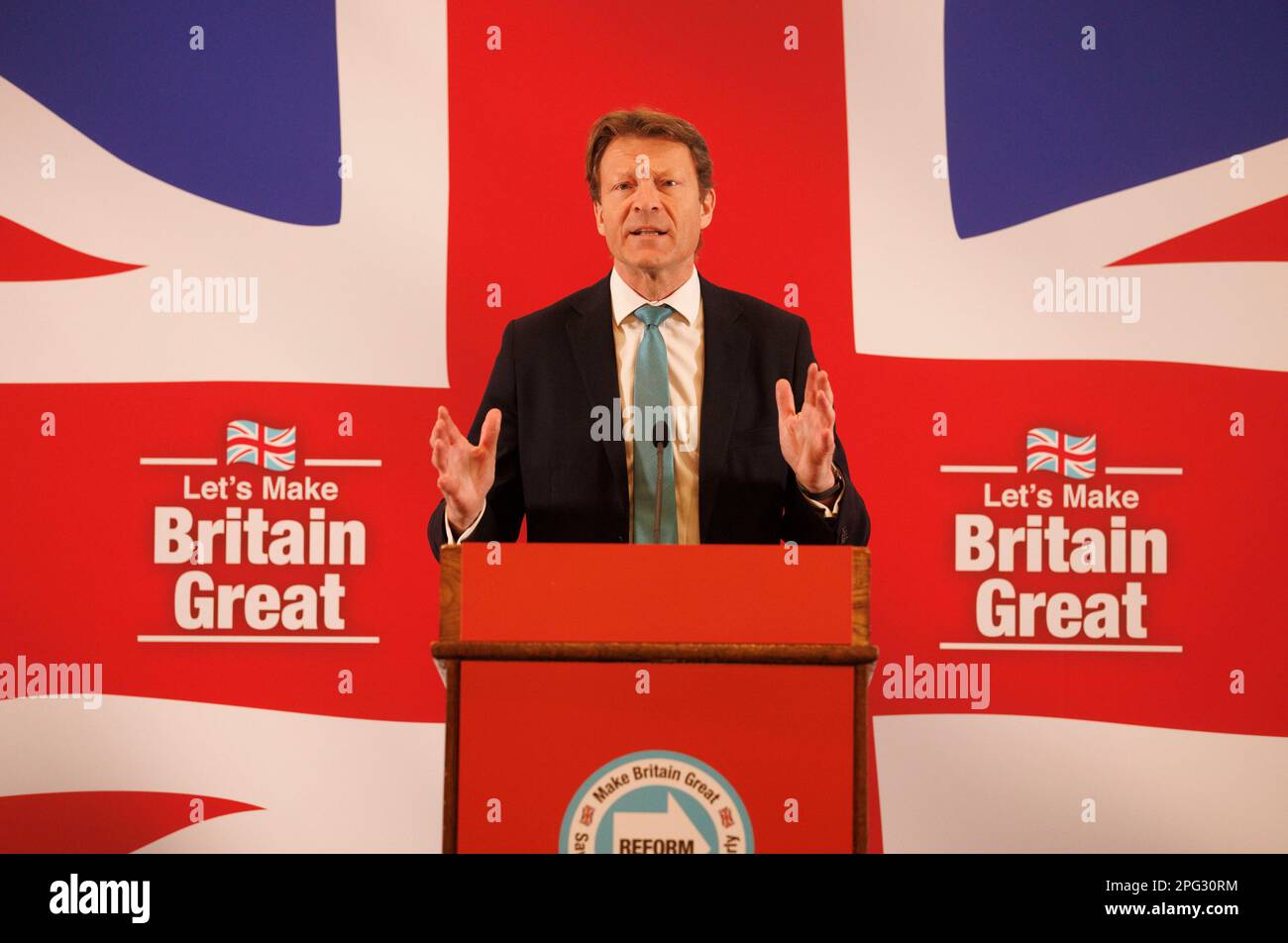 London, UK. 20th Mar, 2023. Reform Party hold a major press conference. Leader of the Reform Party, Richard Tice, announces that the Reform Party is reforming. Reform Party press conference Credit: Mark Thomas/Alamy Live News Stock Photo