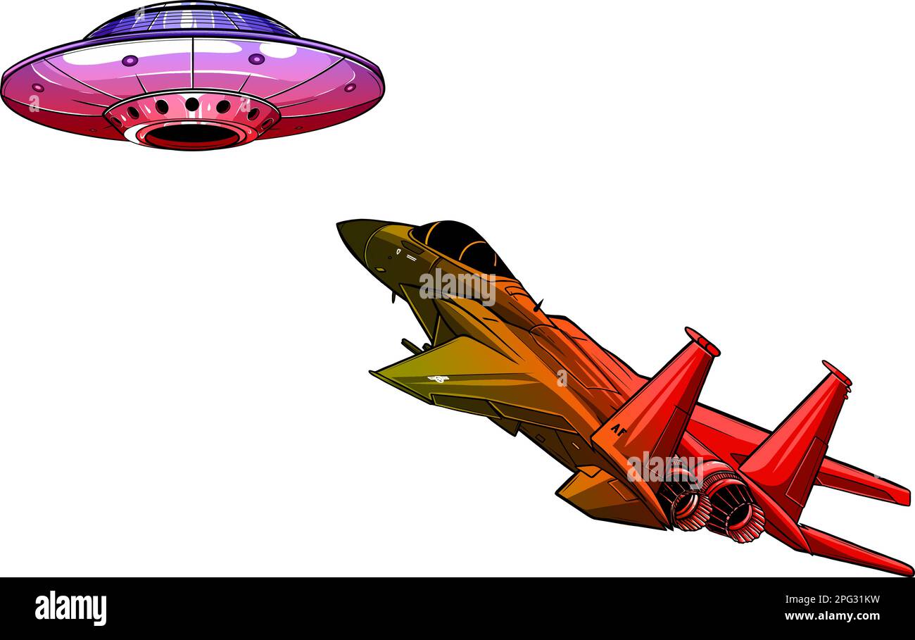 jet fighter vector illustration on white background. digital hand draw design Stock Vector
