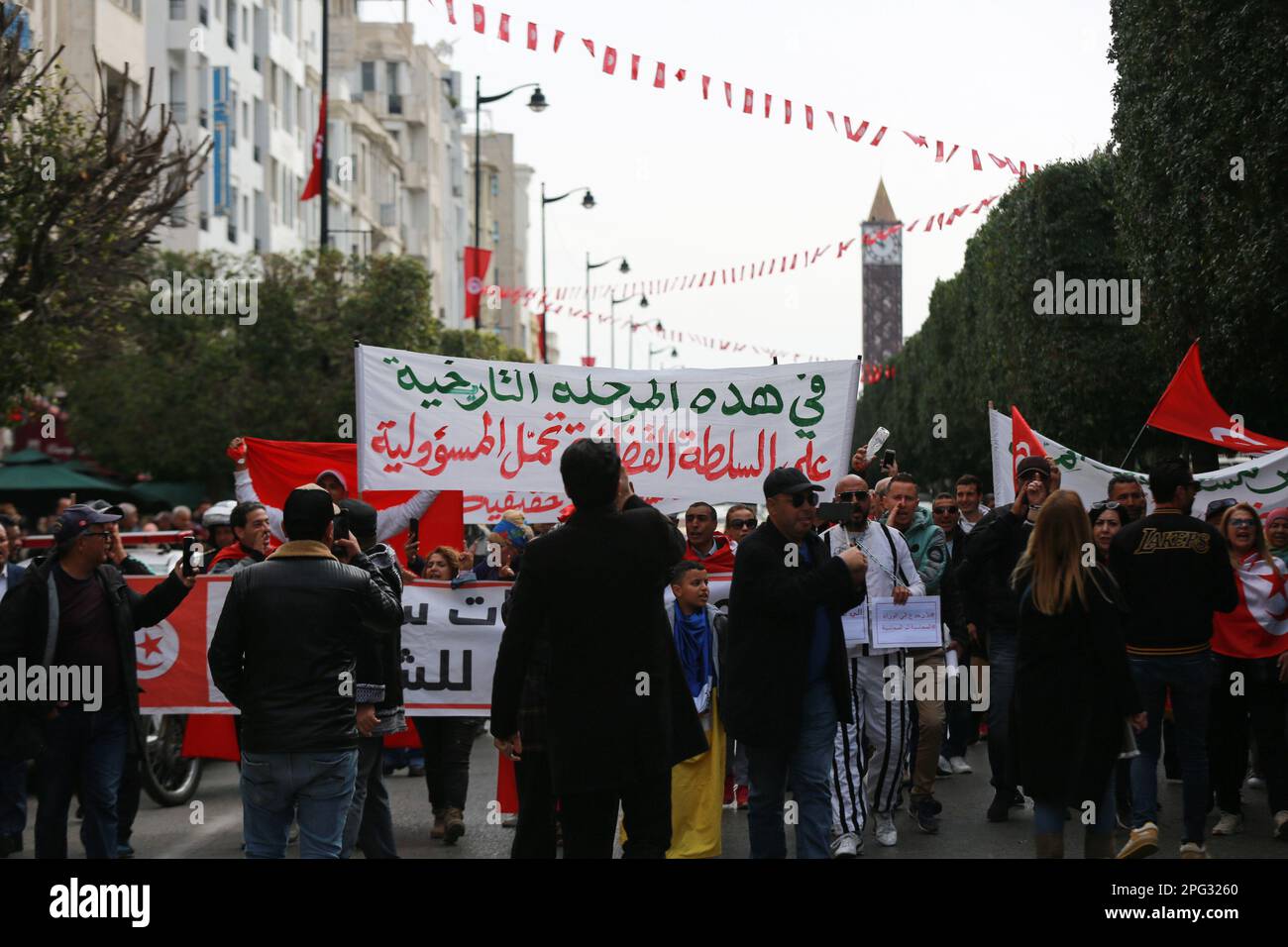 Tunisia. 20th Mar, 2023. Supporters of President Saied Gather in Tunis