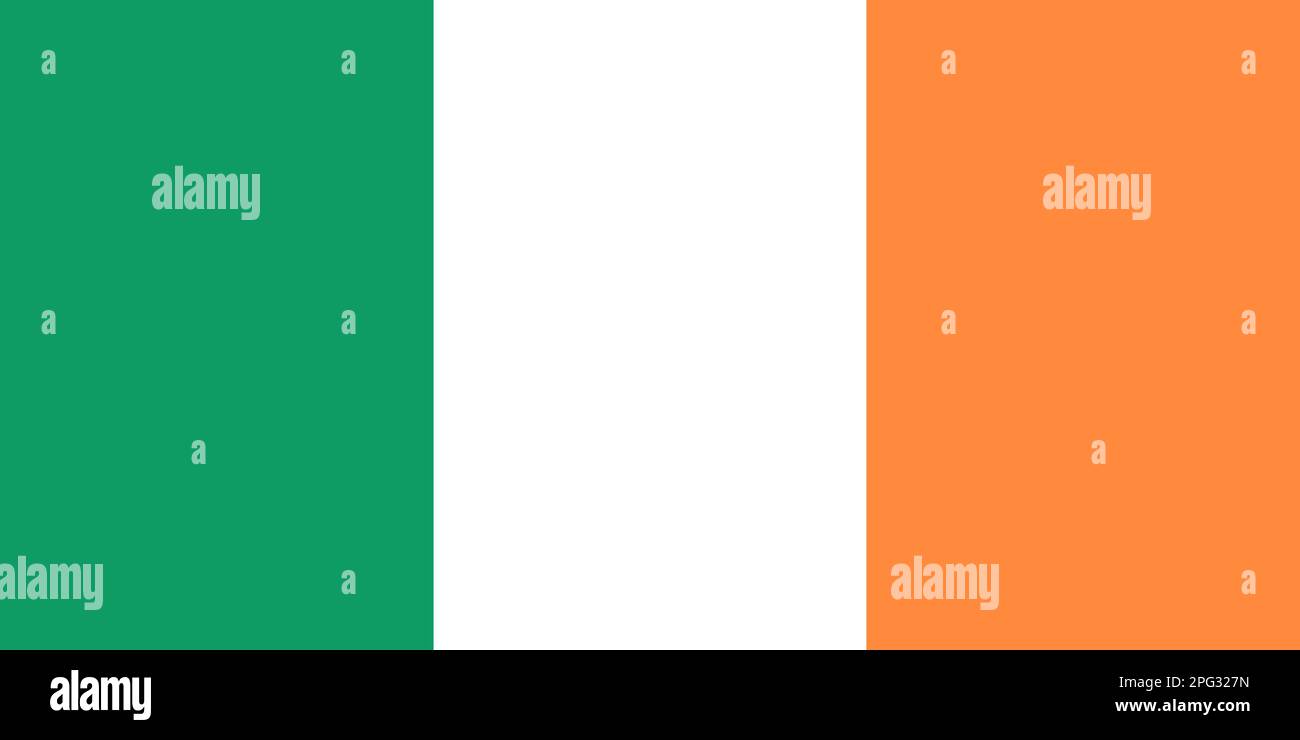 National Ireland flag, official colors and proportion correctly. Ireland flag. Vector illustration. EPS10 Stock Vector
