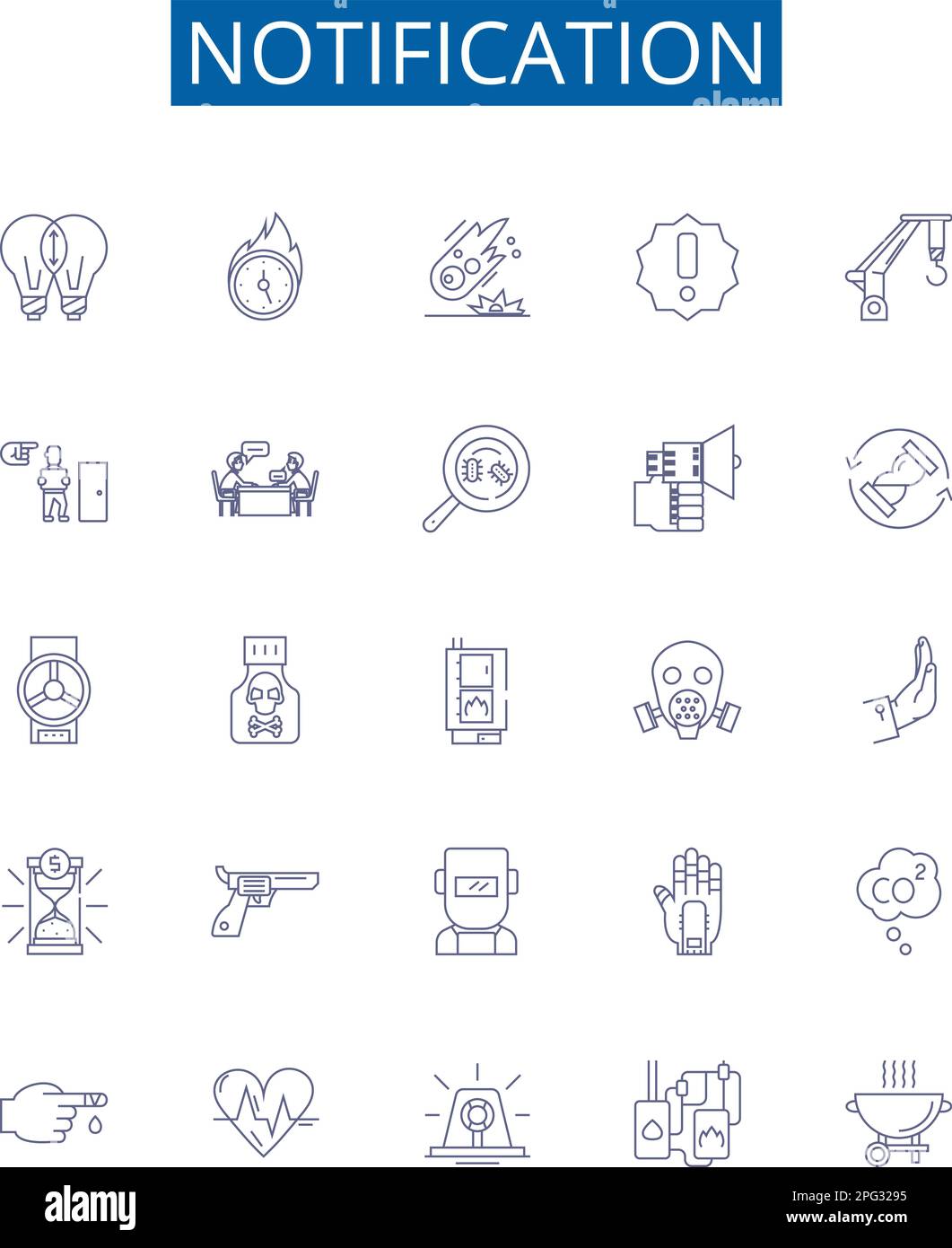 Notification line icons signs set. Design collection of Alert, Reminder