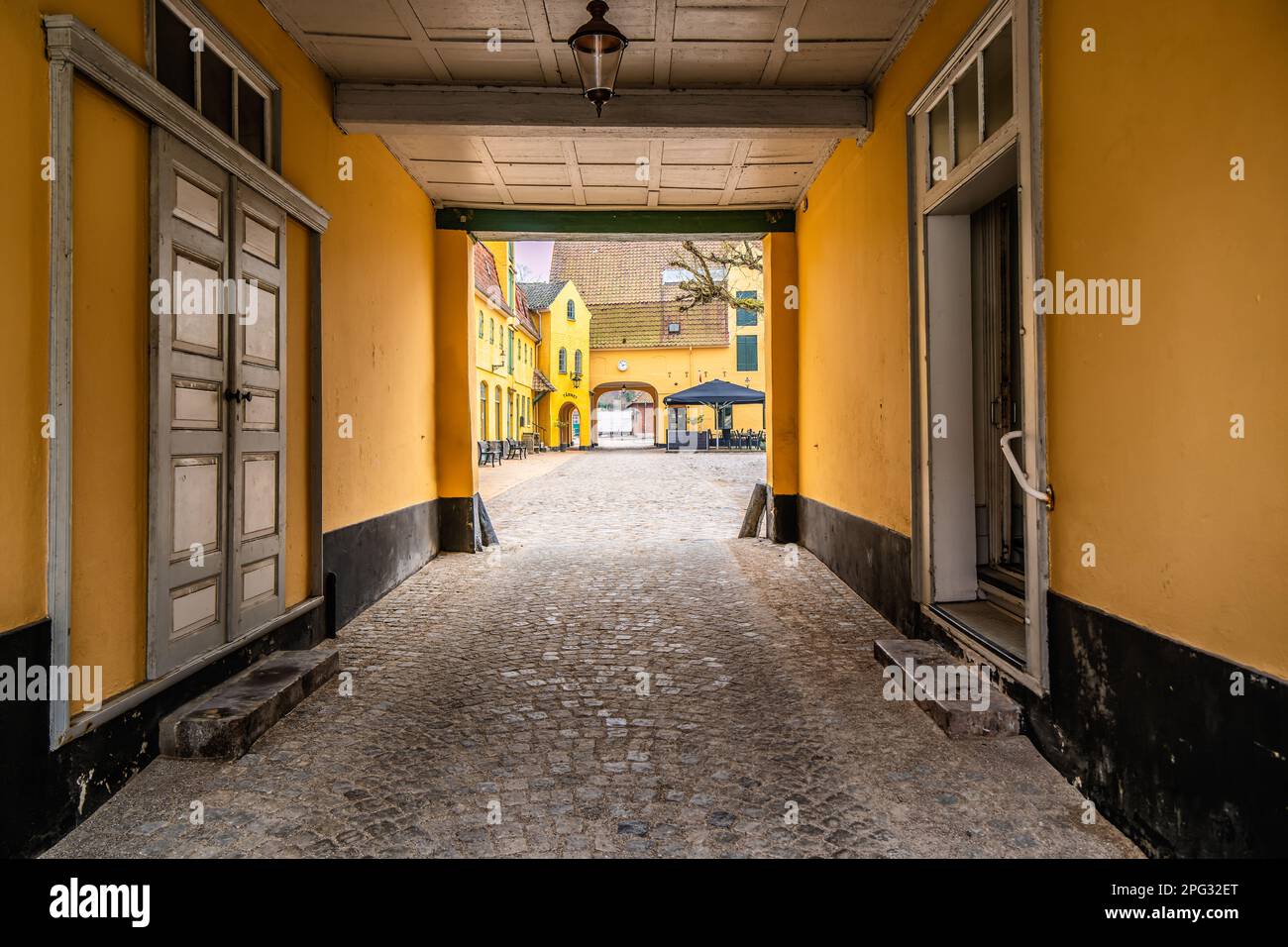 Assens medieval city small backyards, Denmark Stock Photo - Alamy