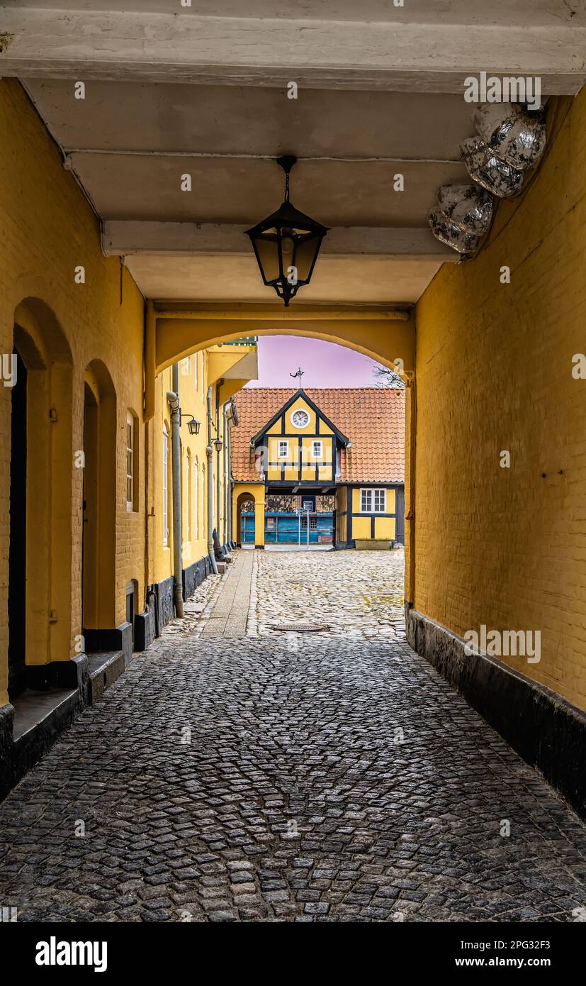 Assens medieval city small backyards, Denmark Stock Photo - Alamy