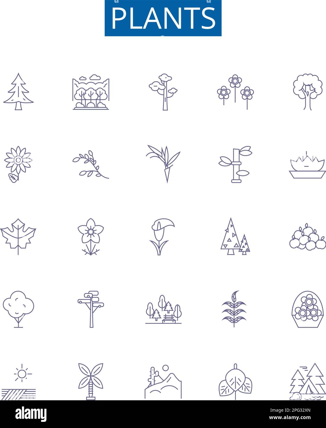 Plants line icons signs set. Design collection of Flora, Growth ...