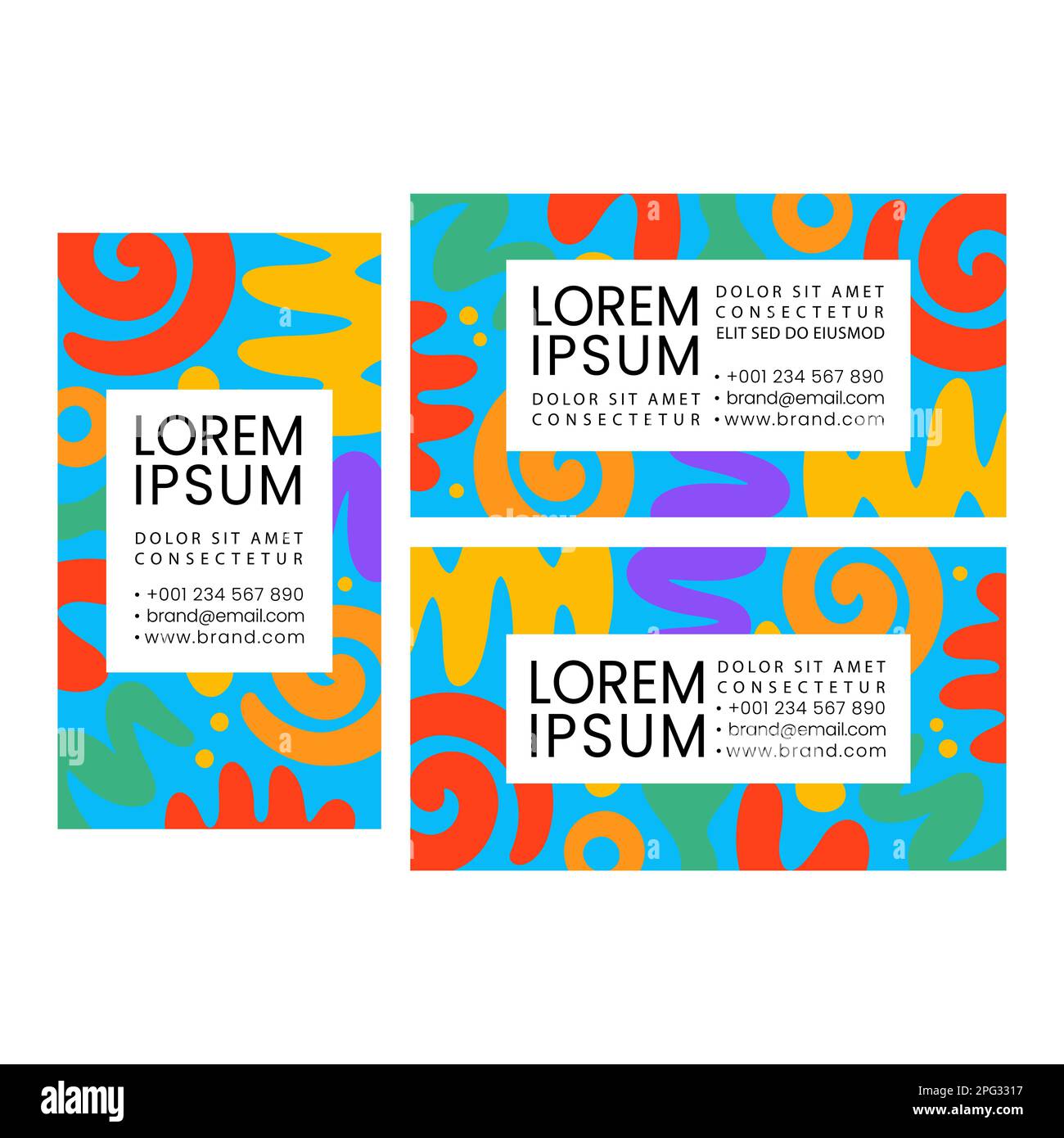 VECTOR BUSINESS CARD Childish Doodle Shape Bright Templates Minimal