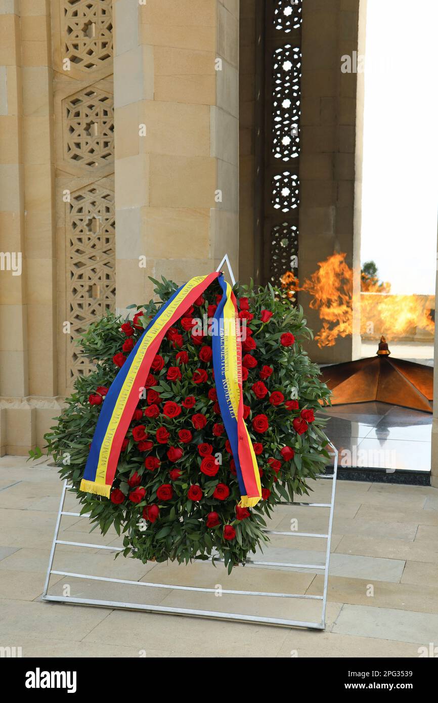 Eternal Flame Monument at Martyrs Lane in Baku Stock Photo